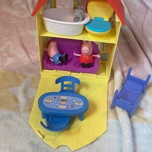 Peppa Pig Dollhouse with Red Roof and Blue Table